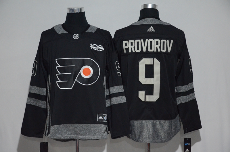 NHL Philadelphia Flyers #9 Provorov Black 1917-2017 100th Anniversary Stitched Jersey->->NHL Jersey